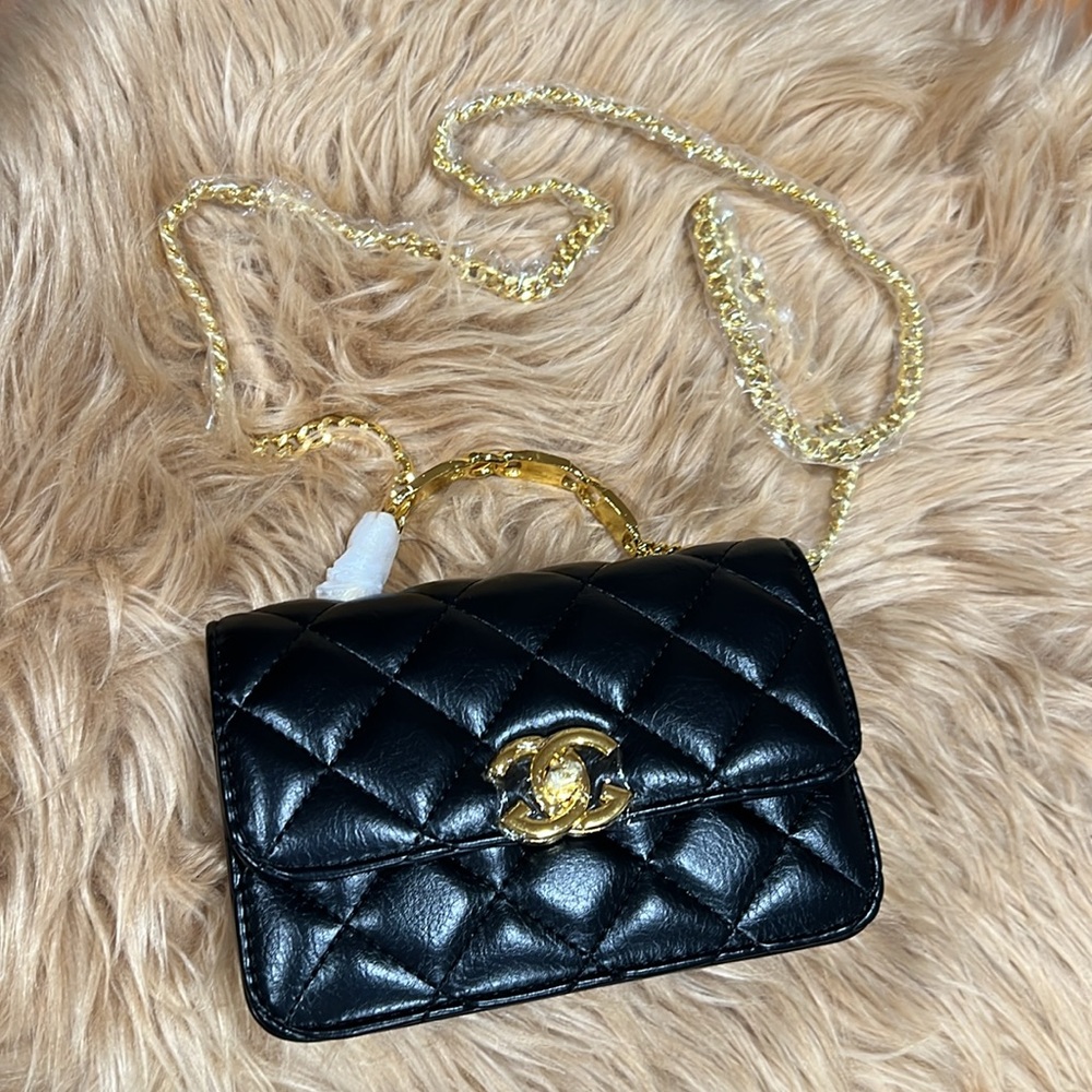 New❤️ Black Quilted Leather Bag( not authentic) no return - Picture 12 of 17